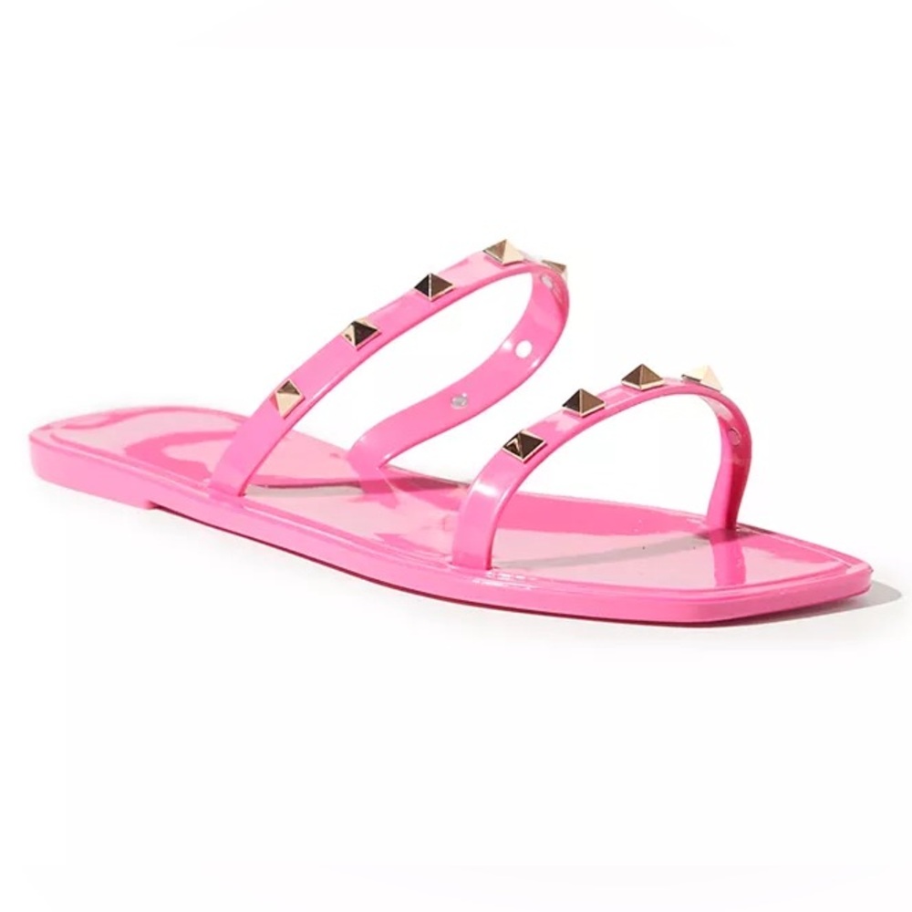 BFNY Women's Orchid Hot Pink Stud-Accent Jelly Sandals NWT